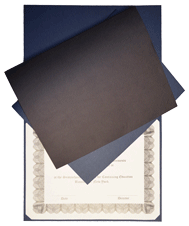 blue and black linen textured cover stock certificate holders