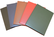 black, blue, red, green and tan bonded leather diploma cases